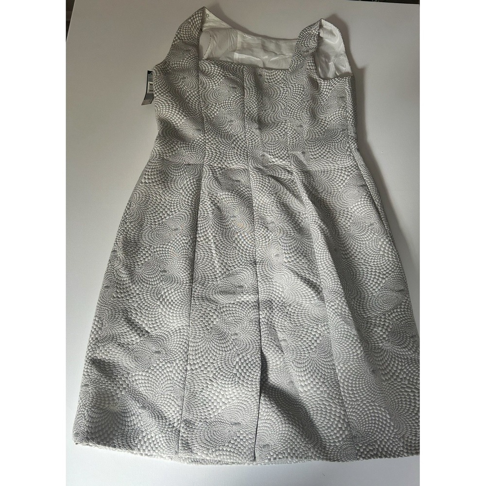 Tahari Arthur S Levine Ivory With Silver Pattern Dress Nwt Size 14 - Picture 4 of 8